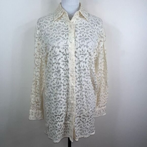 Forenza Vintage Full Lace Button Down Shirt - Picture 5 of 8